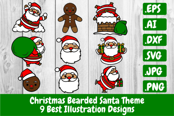 9 Best Christmas Bearded Santa Illustrations
