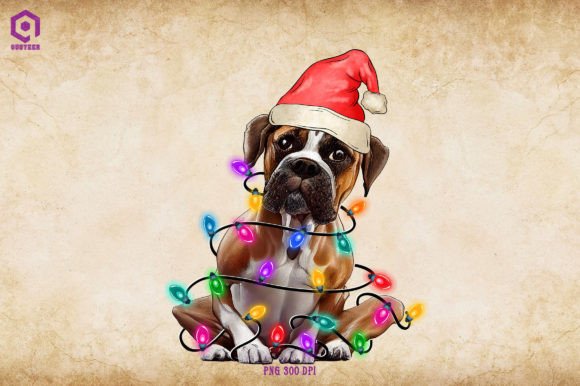 Boxer Christmas Tree Lights: Festive Illustrations