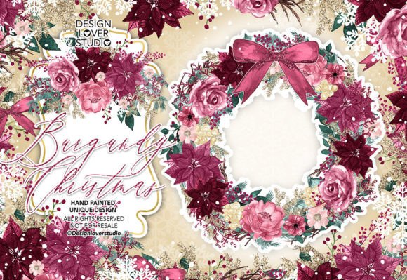 Burgundy Christmas Design: Illustrations for Sellers