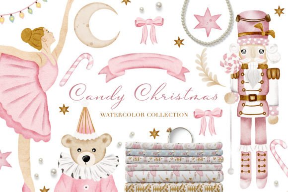 Candy Christmas Watercolor Nursery Set: Illustrations