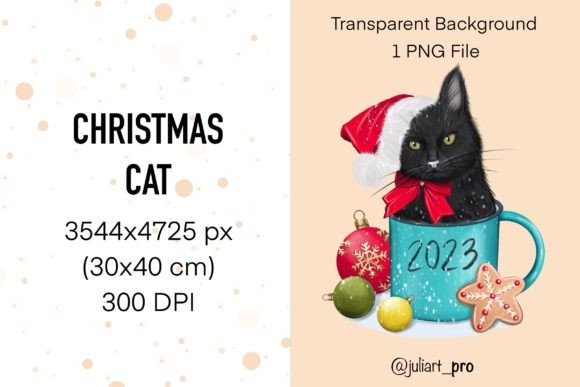 Christmas Cat, Black Cat Illustrations Review