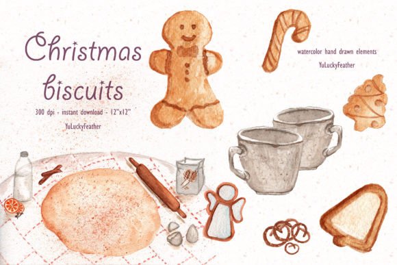 Christmas Cookies Watercolor Clipart Set: Festive Illustrations