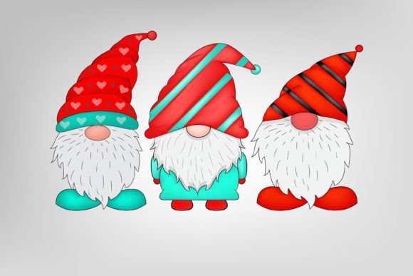 Christmas Cute 3 Gnome Vector Illustrations