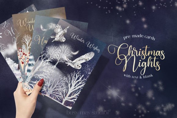 Christmas Nights Winter Cards: Premium Illustrations