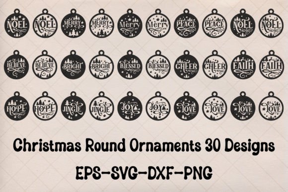 Christmas Round Ornaments 30 Designs: Festive Illustrations