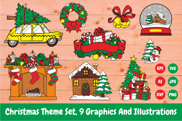 Christmas Theme Set: 9 Illustrations Review