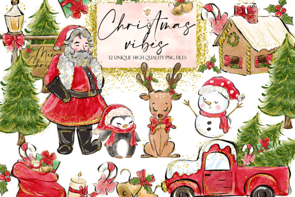 Christmas Vibes Clipart: Premium Illustrations for Festive Blogs