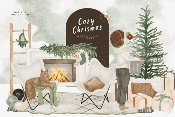 Cozy Christmas Watercolor Clipart: Illustrations Review