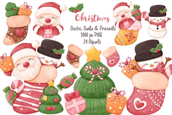 Cute Christmas Socks & Decor Illustrations Review