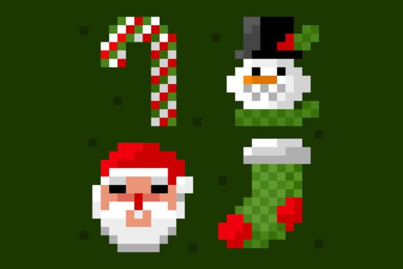 Flat Pixel Christmas: Retro Illustrations for Crafts