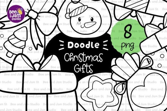 KDP Coloring Christmas Gift Line Art PNG for Illustrations