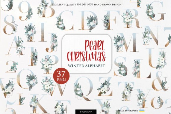Pearl Christmas Alphabet: Festive Illustrations for Sellers