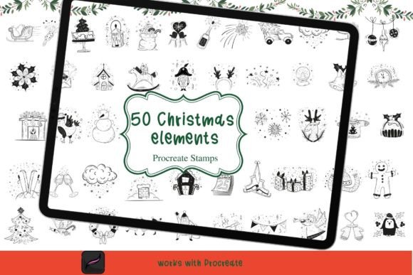 Review: 50 Christmas Procreate Stamps for Holiday Embroidery