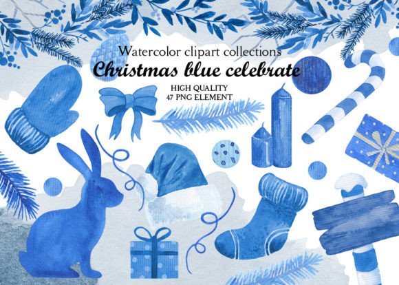 Review: Watercolor Christmas Clipart Blue Illustrations