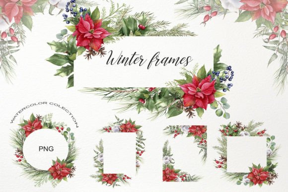 Watercolor Christmas Frame Clipart PNG Review